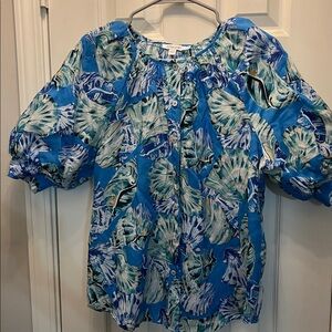 Chico's Blue and White Patterned Top